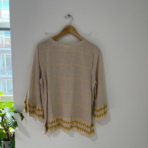 J. Jill Brown & Yellow Stripe Blouse Size Medium - Picture 5 of 5